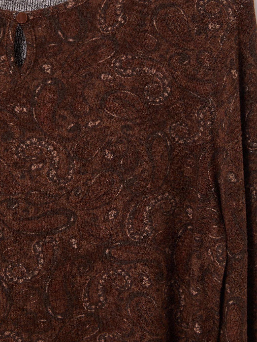 Crew Neck Patterned Blouse-2
