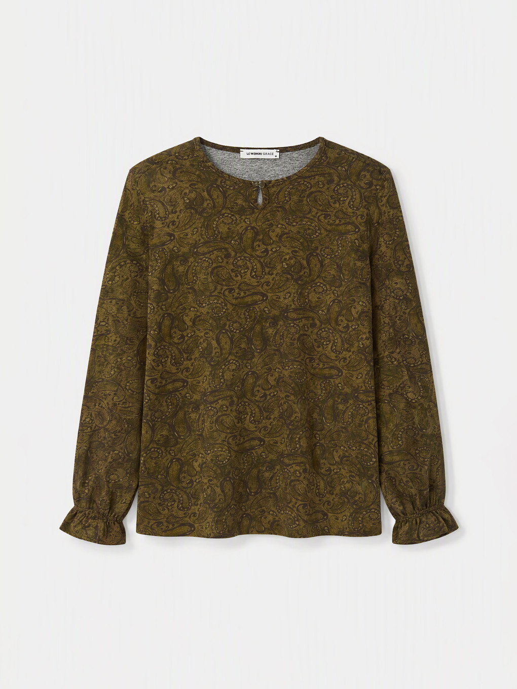 Crew Neck Patterned Blouse