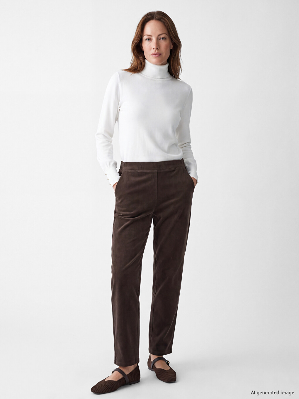 Elastic Waist Women's Velvet Trousers