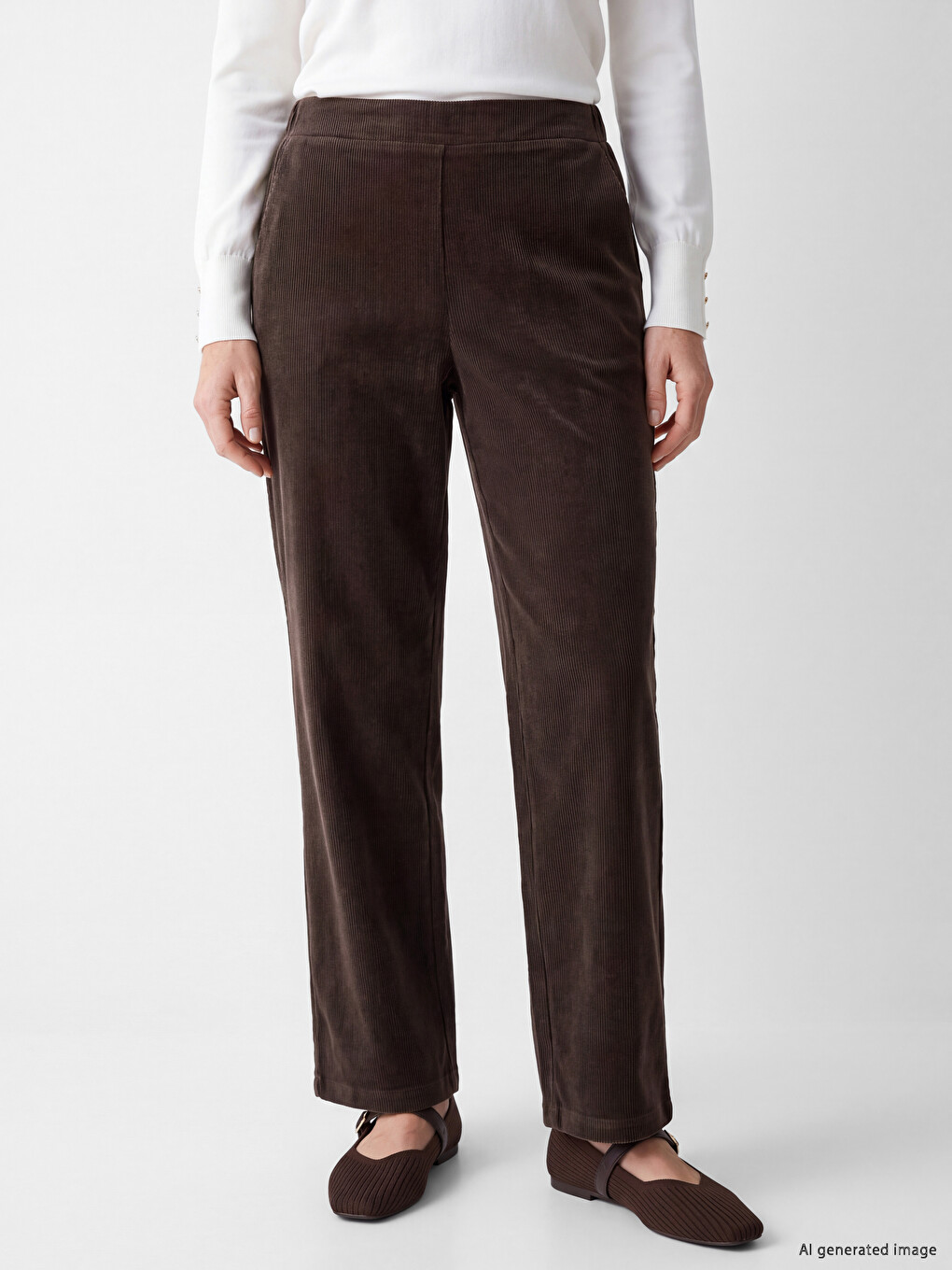 Elastic Waist Women's Velvet Trousers-1