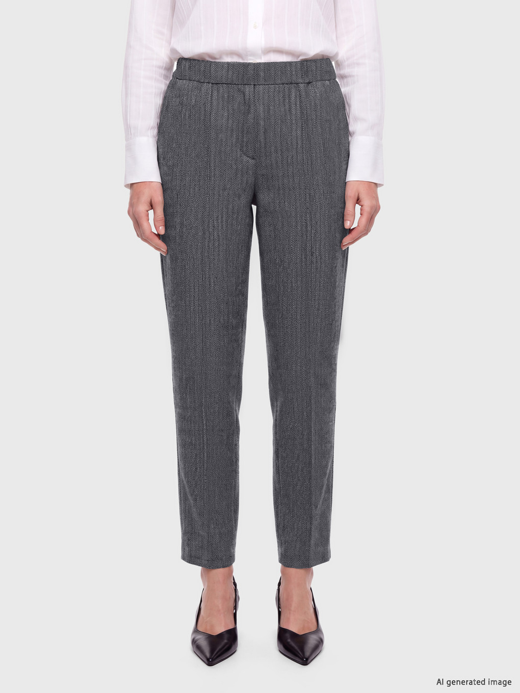 Elastic Waist Women's Fabric Trousers-1