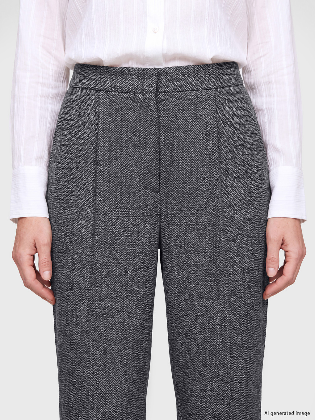 Elastic Waist Women's Fabric Trousers-2