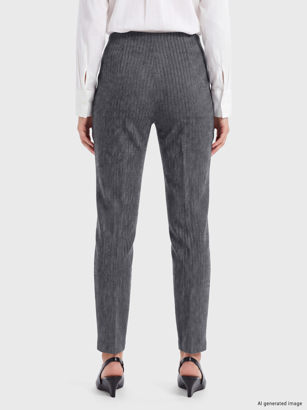 Elastic Waist Women's Fabric Trousers-3