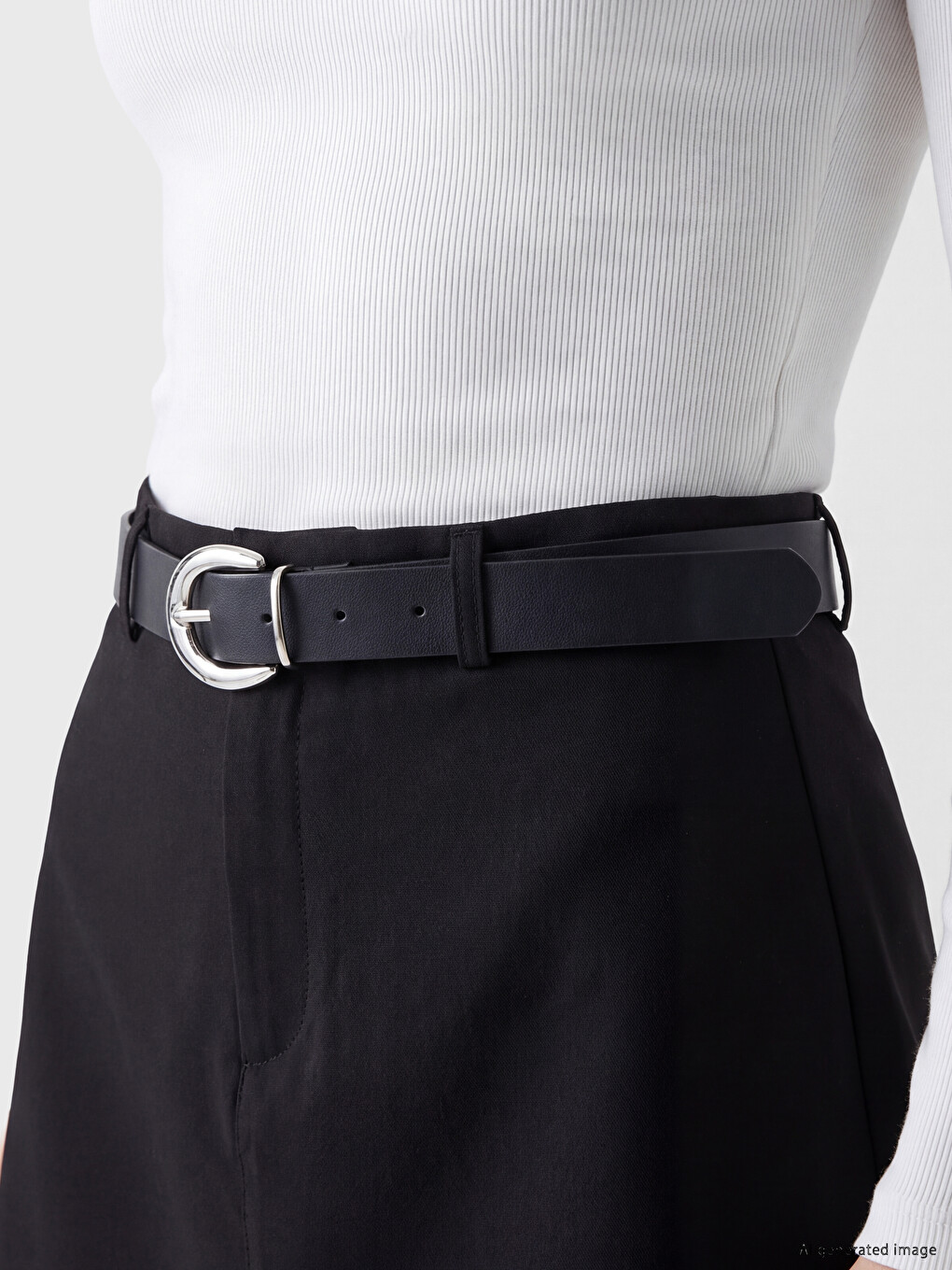 Waist Belted A Line Mini Skirt-2