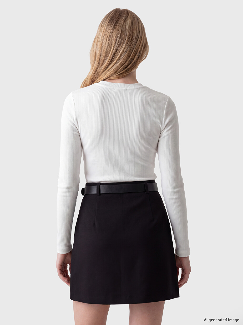 Waist Belted A Line Mini Skirt-3