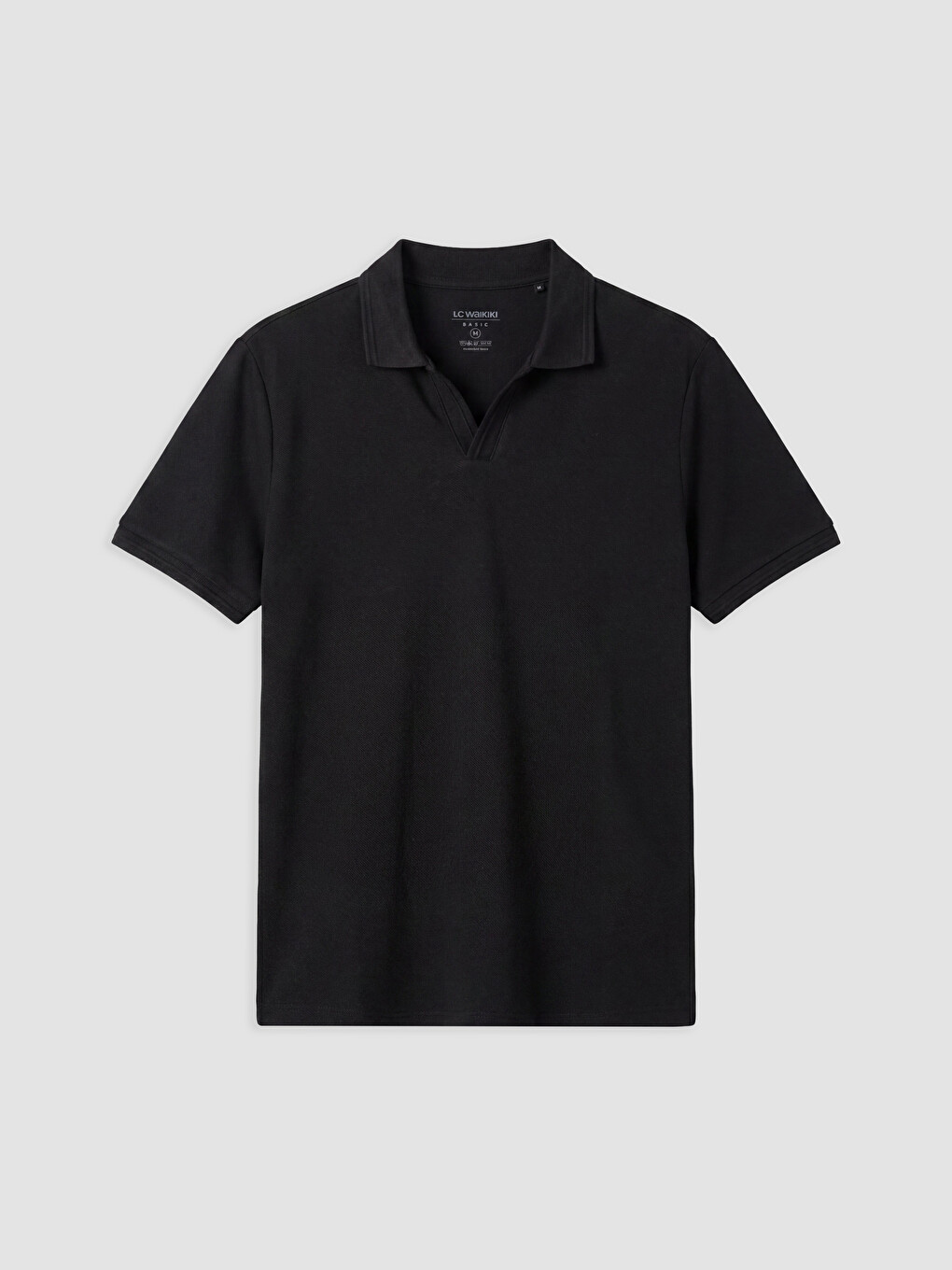 Siyah Polo Yaka Penye Erkek Tişört-3