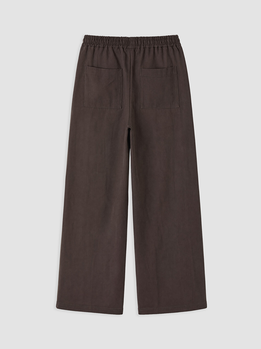 Kahverengi Beli Lastikli Geniş Paça Kadın Pantolon-5