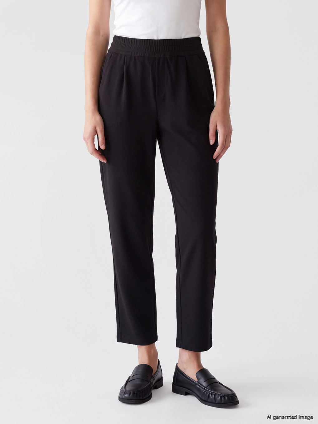 Elastic Waist Women's Pleated Trousers-1