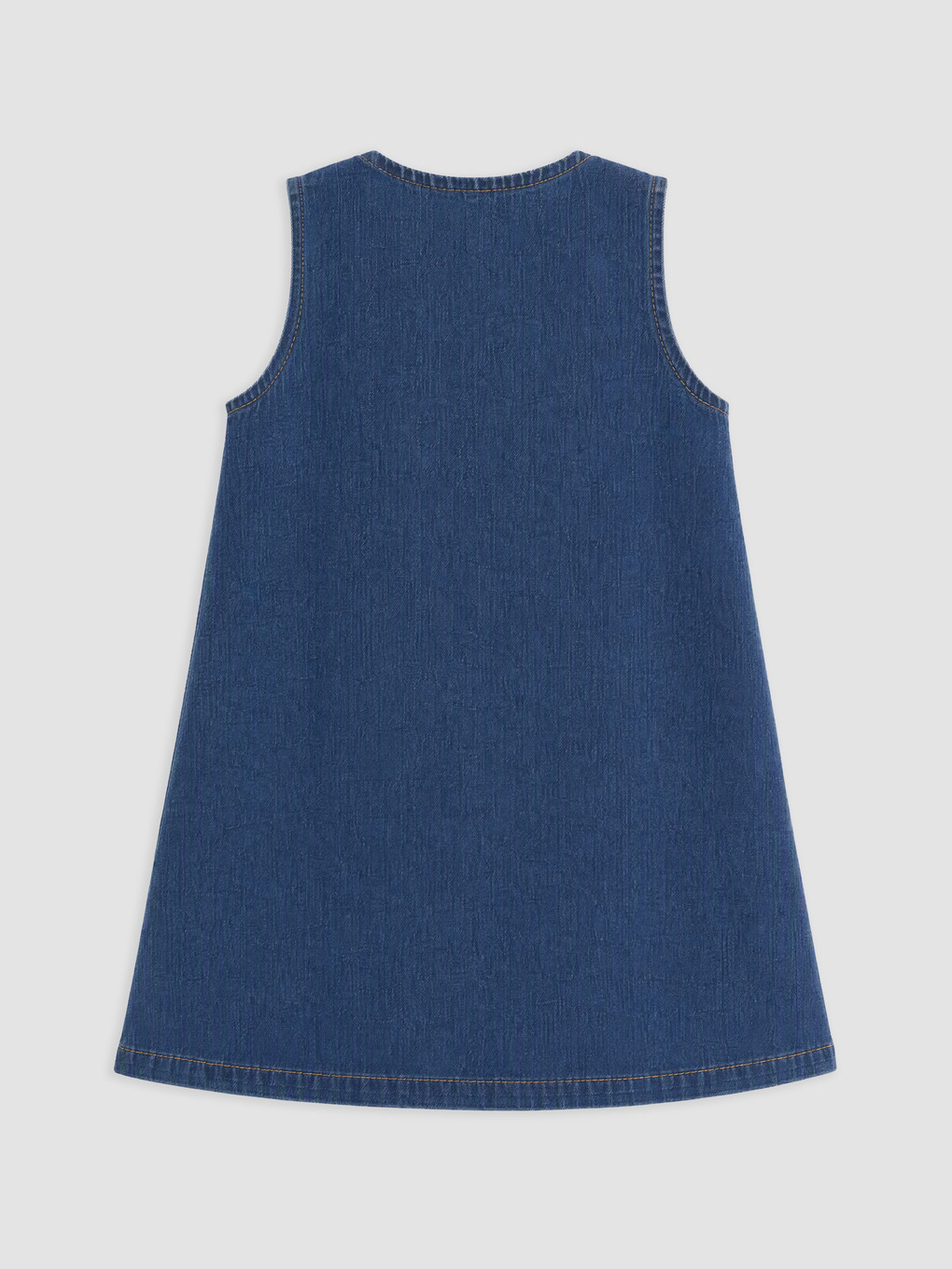 Bowed Embroidered Girls' Jean Dress-1