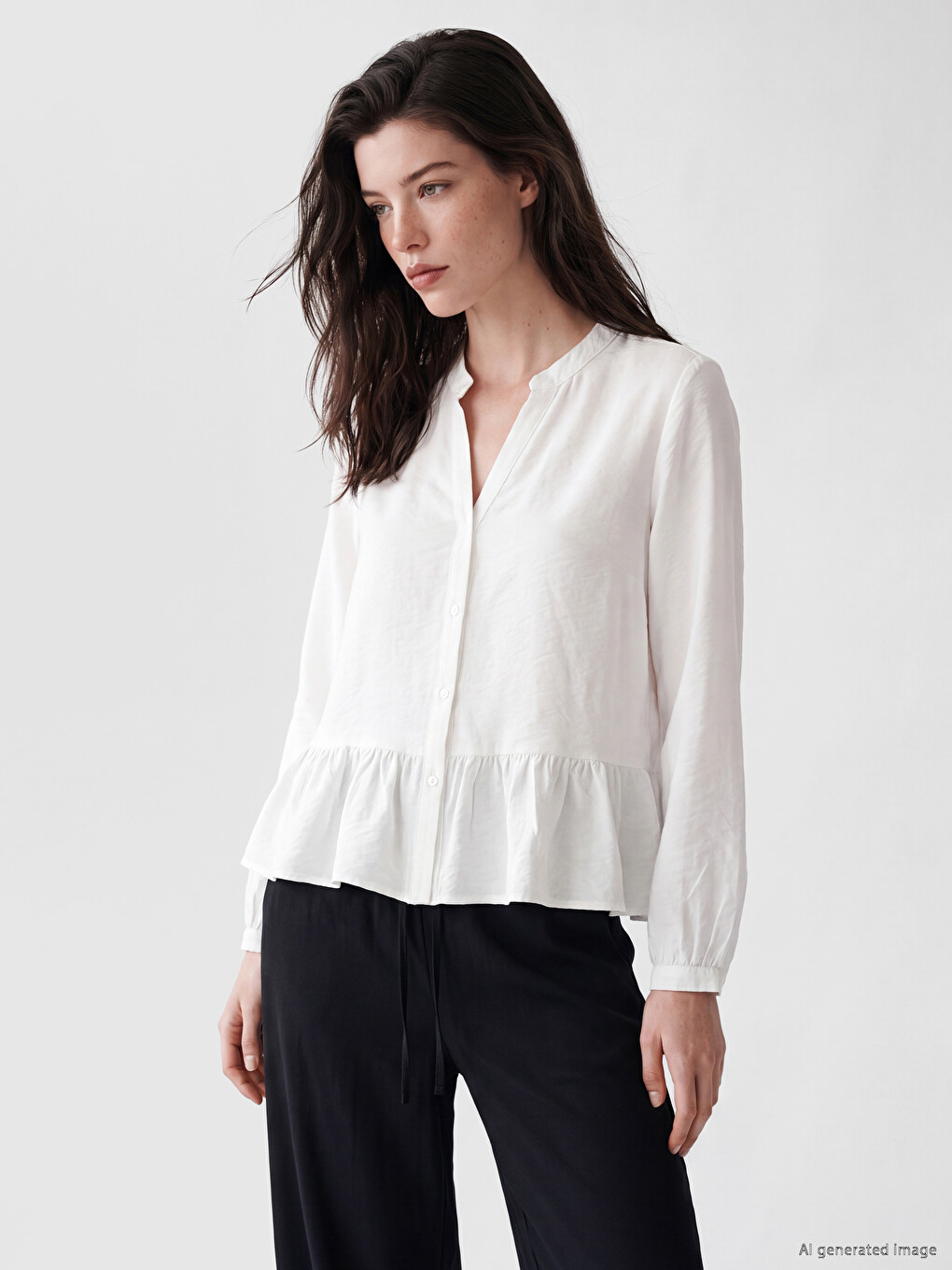 Notch Neck Ruched Women's Shirt