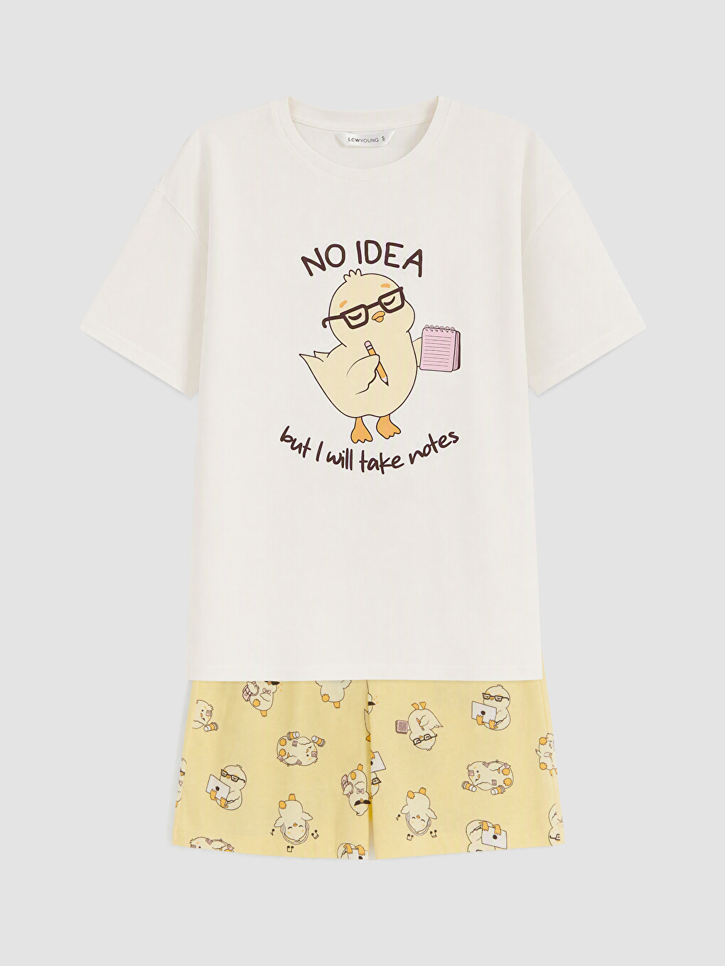Woman Yellow Shortie Pyjama Set