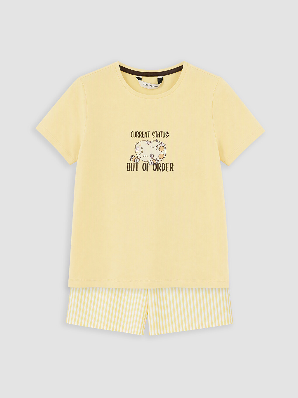 Woman Yellow Shortie Pyjama Set