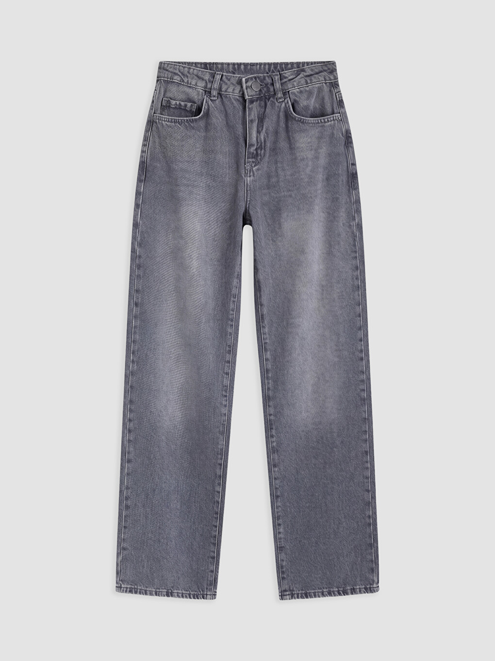 Gri Straight Fit Kadın Jean Pantolon