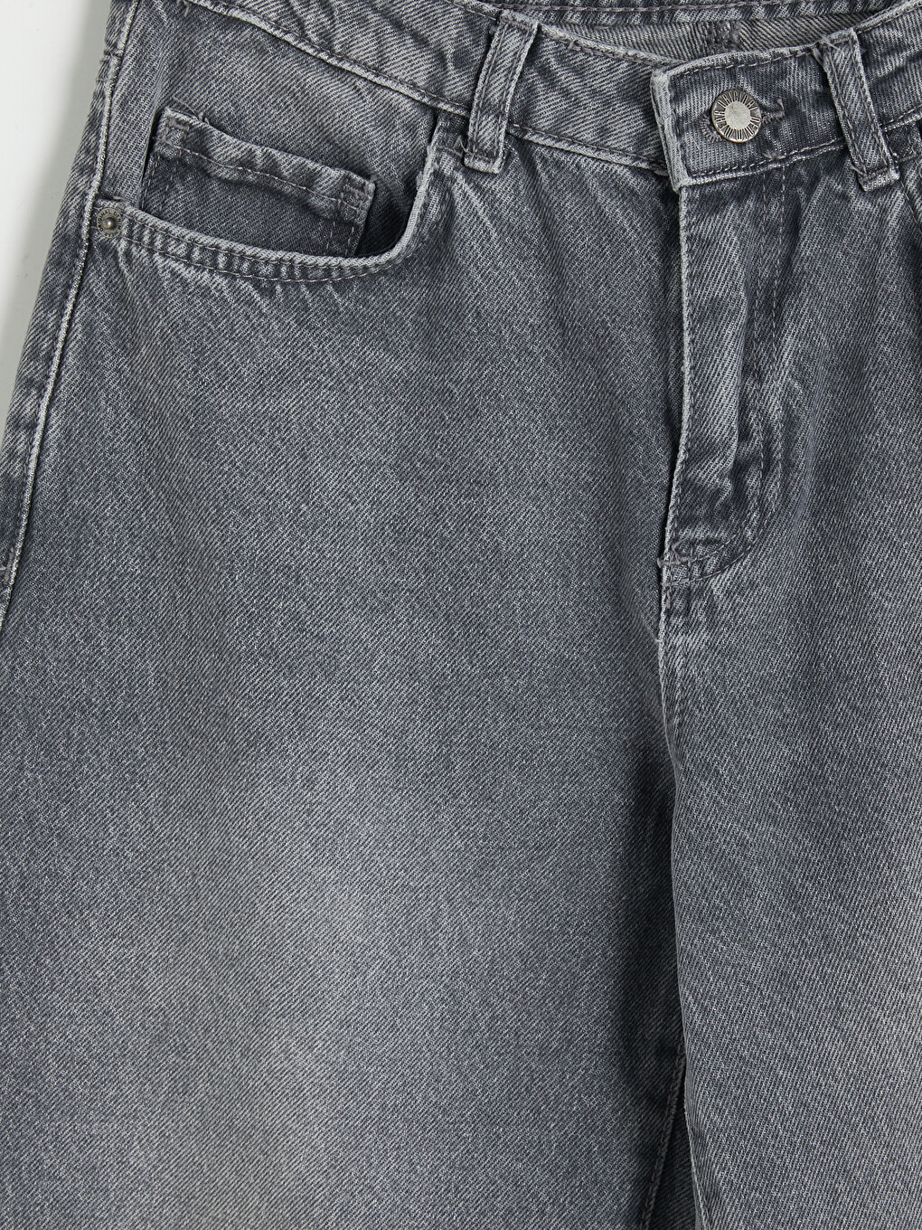 Gri Straight Fit Kadın Jean Pantolon-2