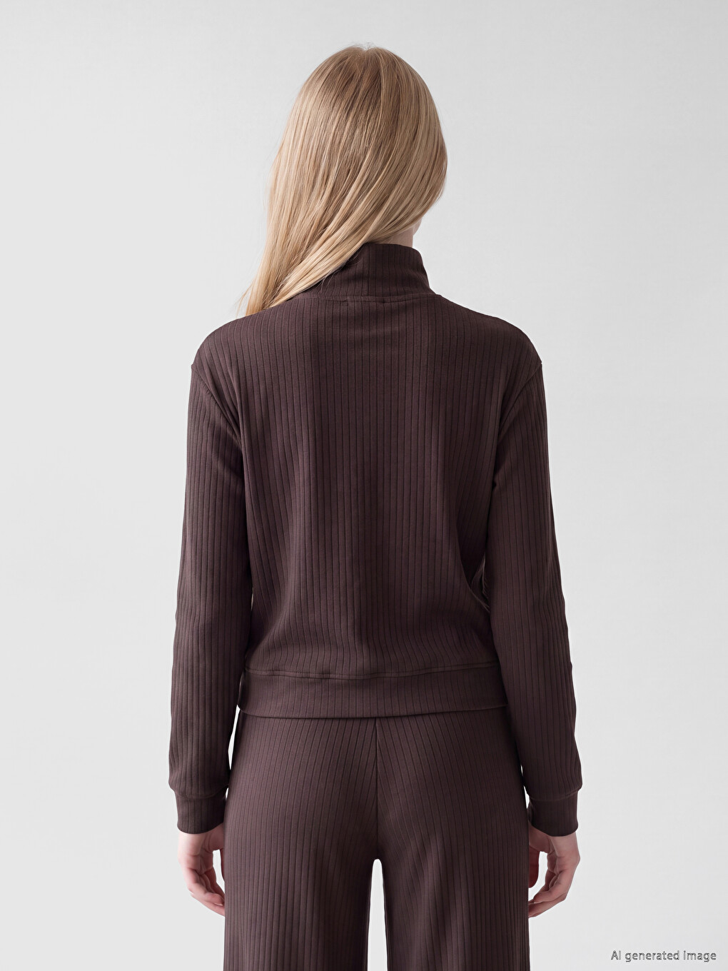 Kahverengi Soft Touch Oversize Kadın Sweatshirt-3