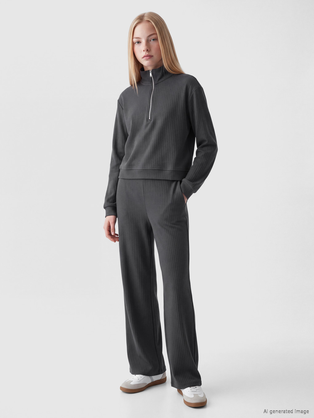 Antrasit Soft Touch Oversize Kadın Sweatshirt-1