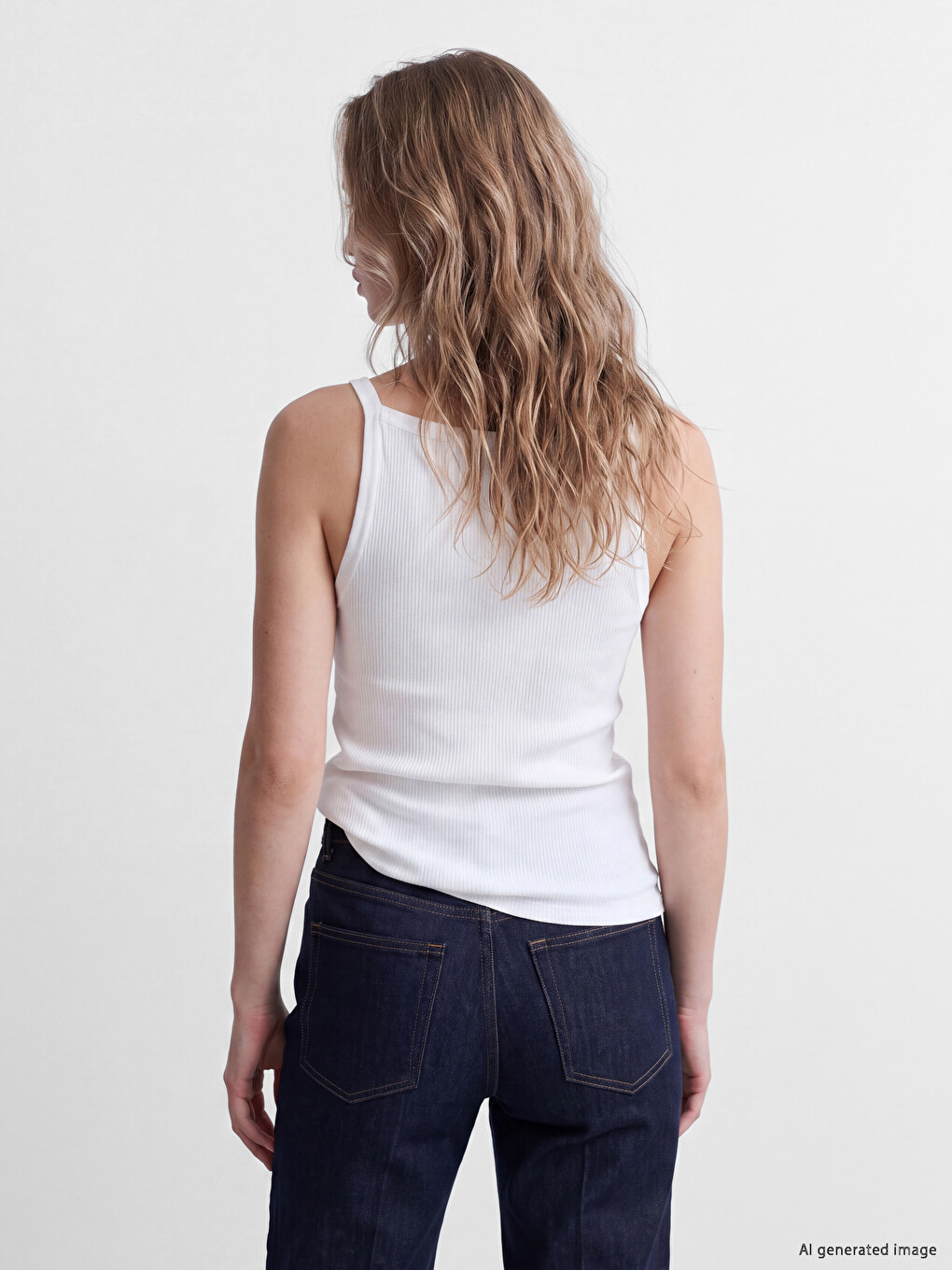 Top Tip Maiou Tricot Cu Striații Cu Guler Pătrat Fără Mâneci Pentru Femei-3
