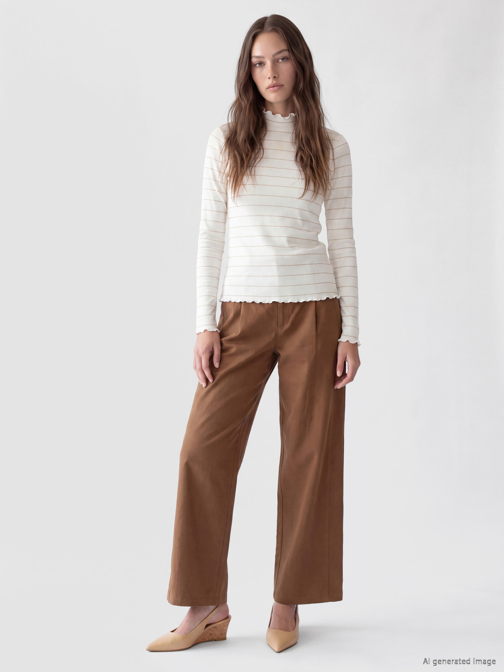 Mock Neck Striped Women's Body-1