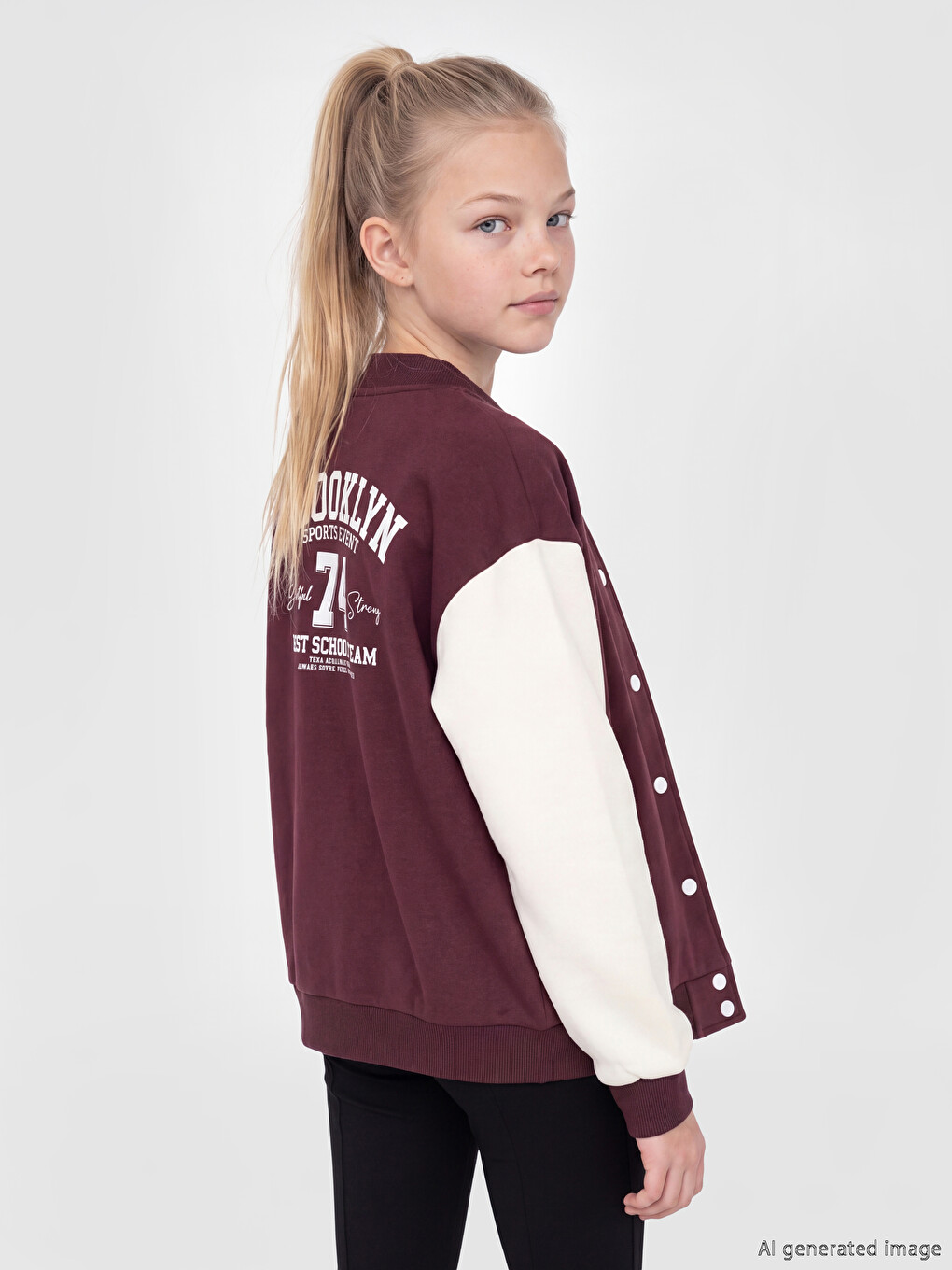 Nyc Štampana Varsity Jakna Sa Bejzbol Kragnom Za Djevojčice-2
