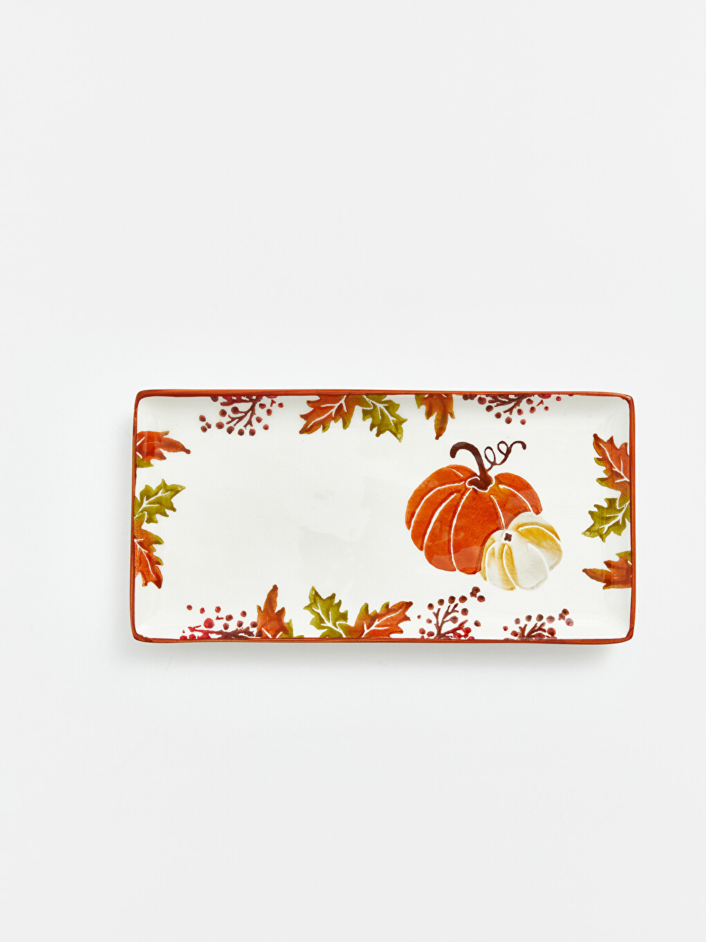 Leaf Printed Ceramic Rectangular Serving Tray-2