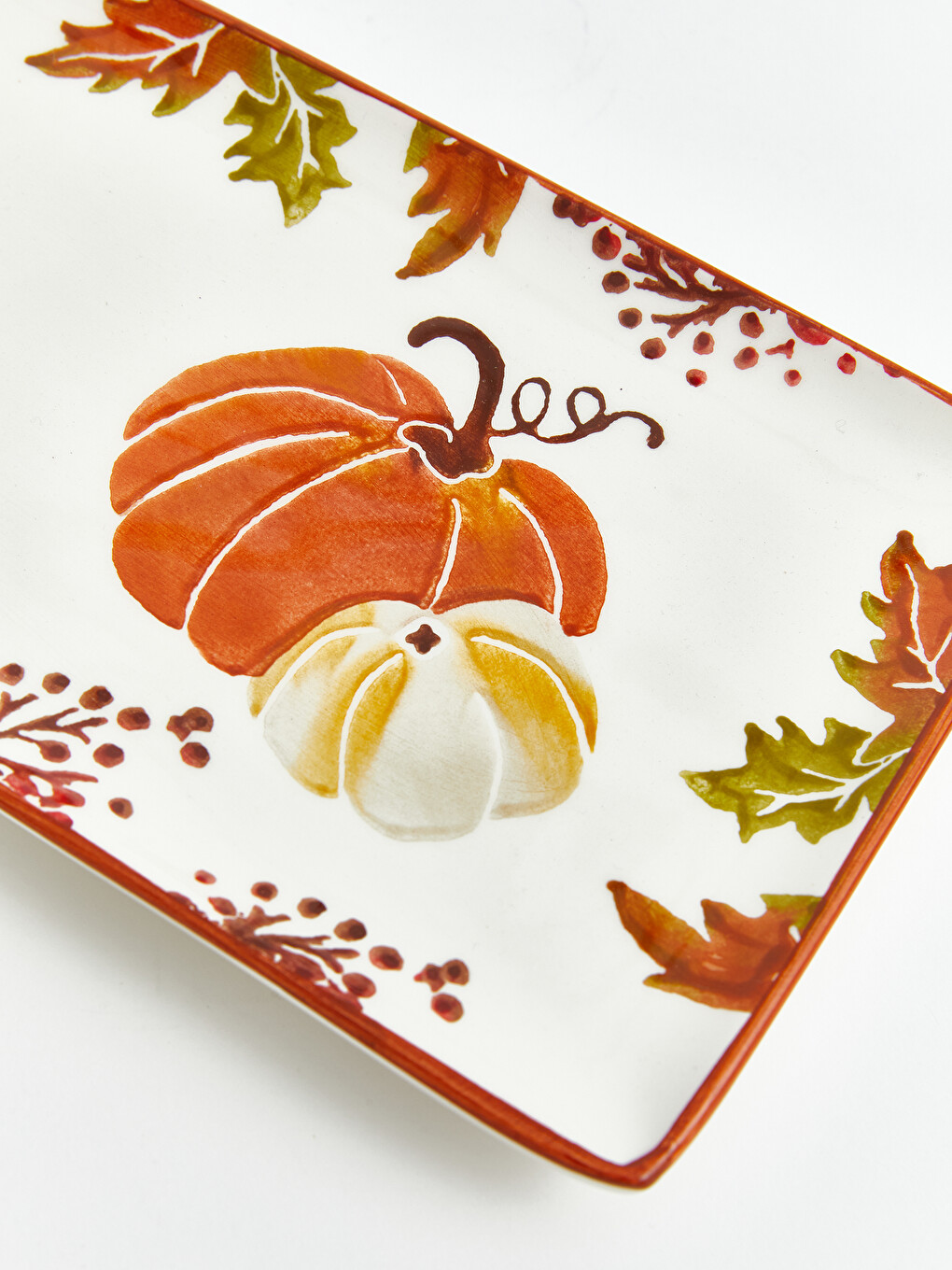 Leaf Printed Ceramic Rectangular Serving Tray-3