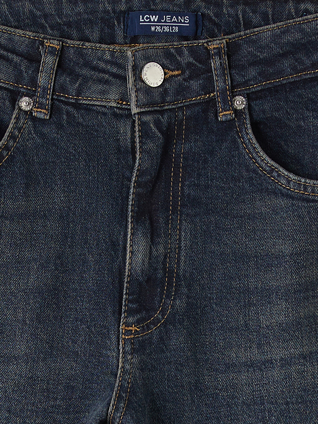 İndigo Yüksek Bel Slim Fit Kadın Jean Pantolon-6