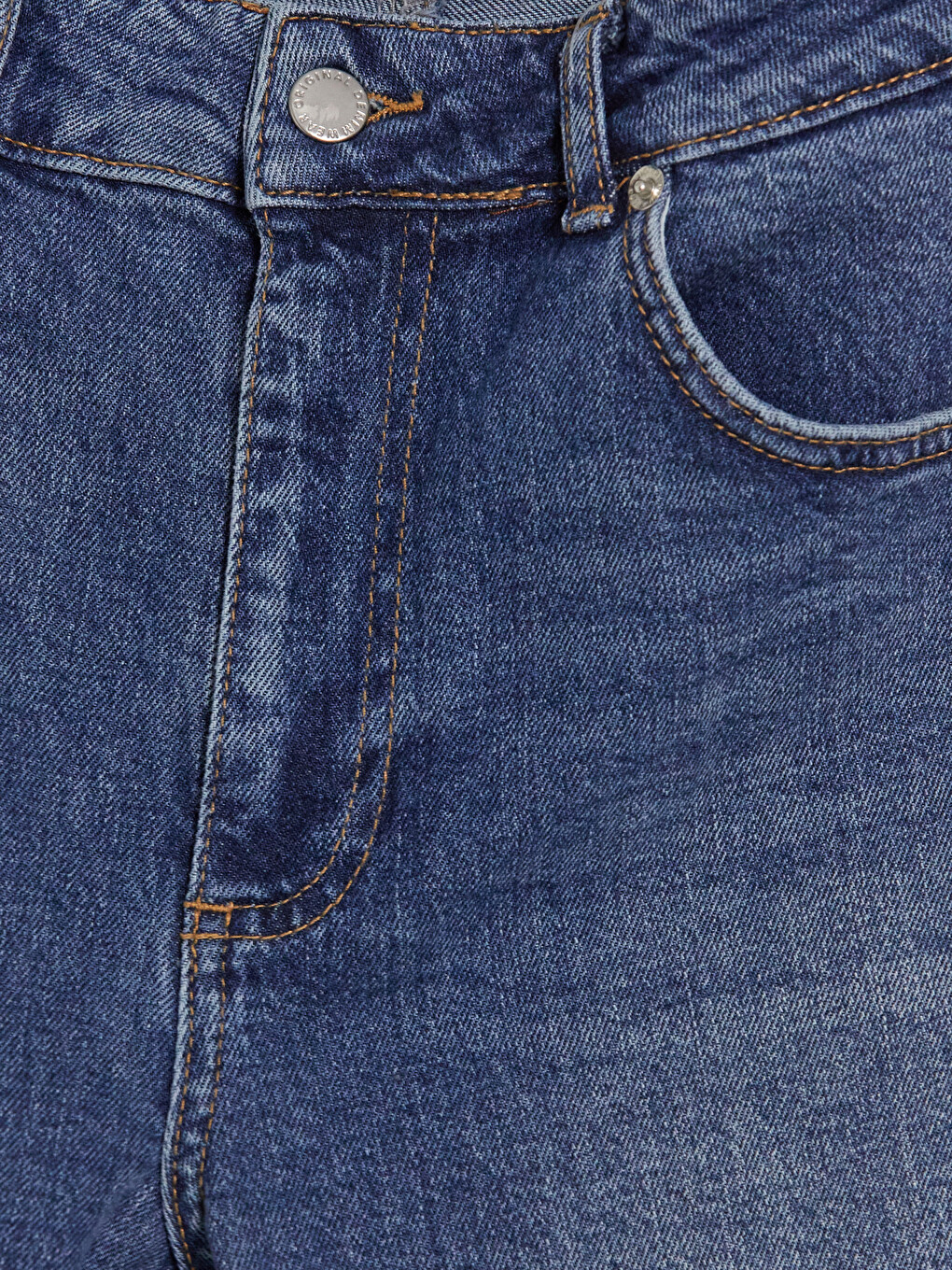 İndigo Yüksek Bel Slim Fit Kadın Jean Pantolon-1