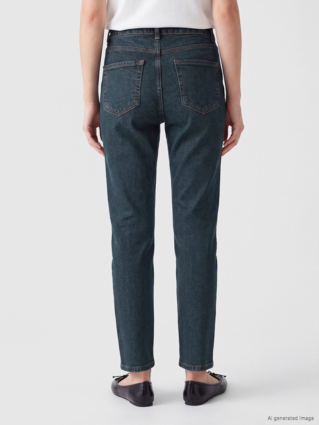 İndigo Yüksek Bel Slim Fit Kadın Jean Pantolon-3