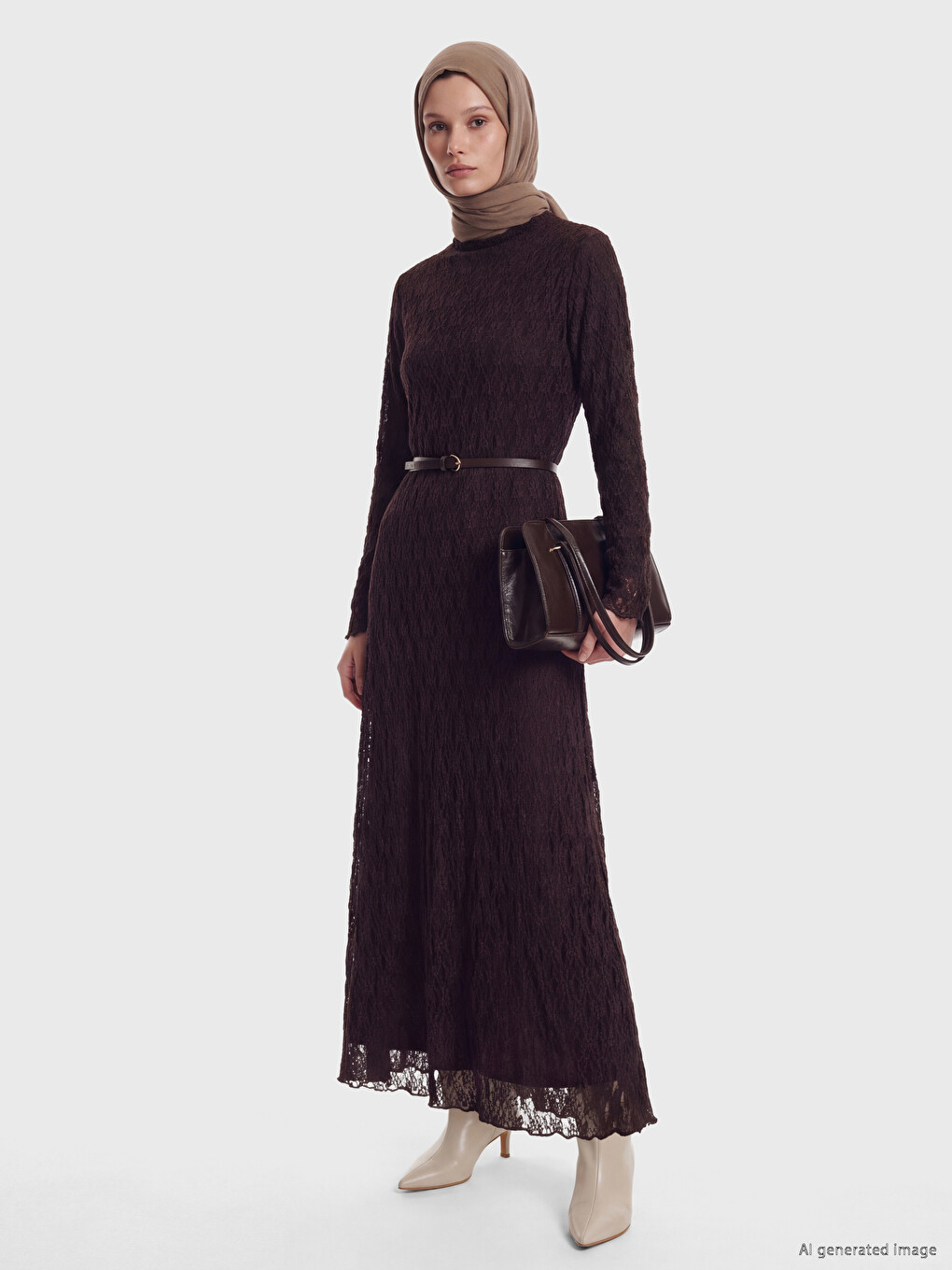 Mock Neck A Form Lace Dress