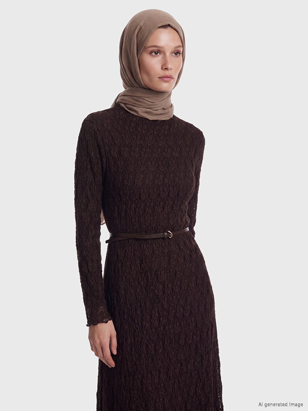 Mock Neck A Form Lace Dress-1