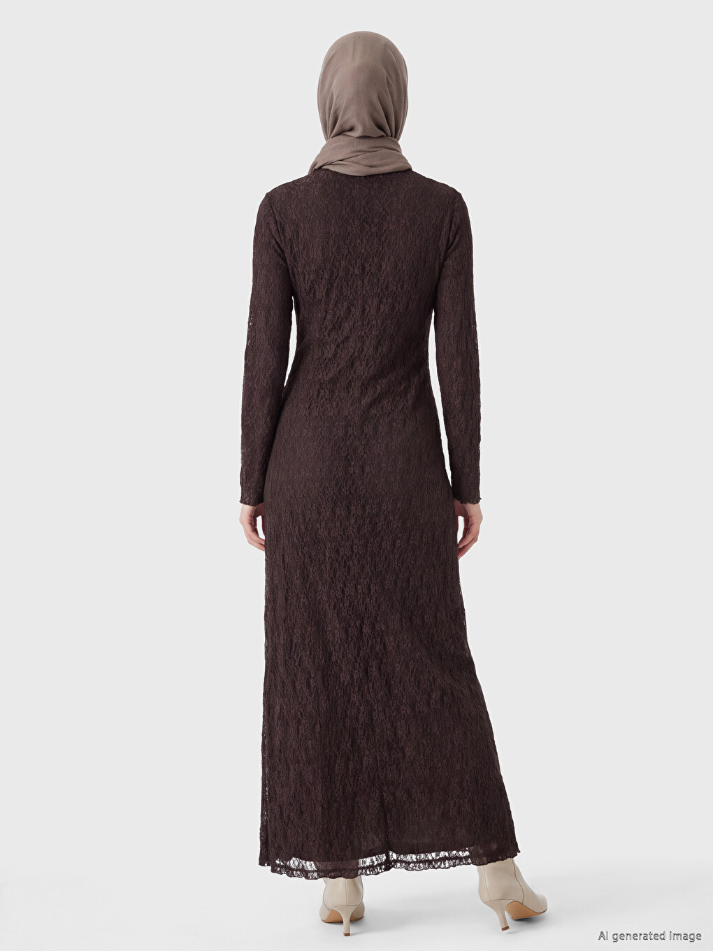Mock Neck A Form Lace Dress-3