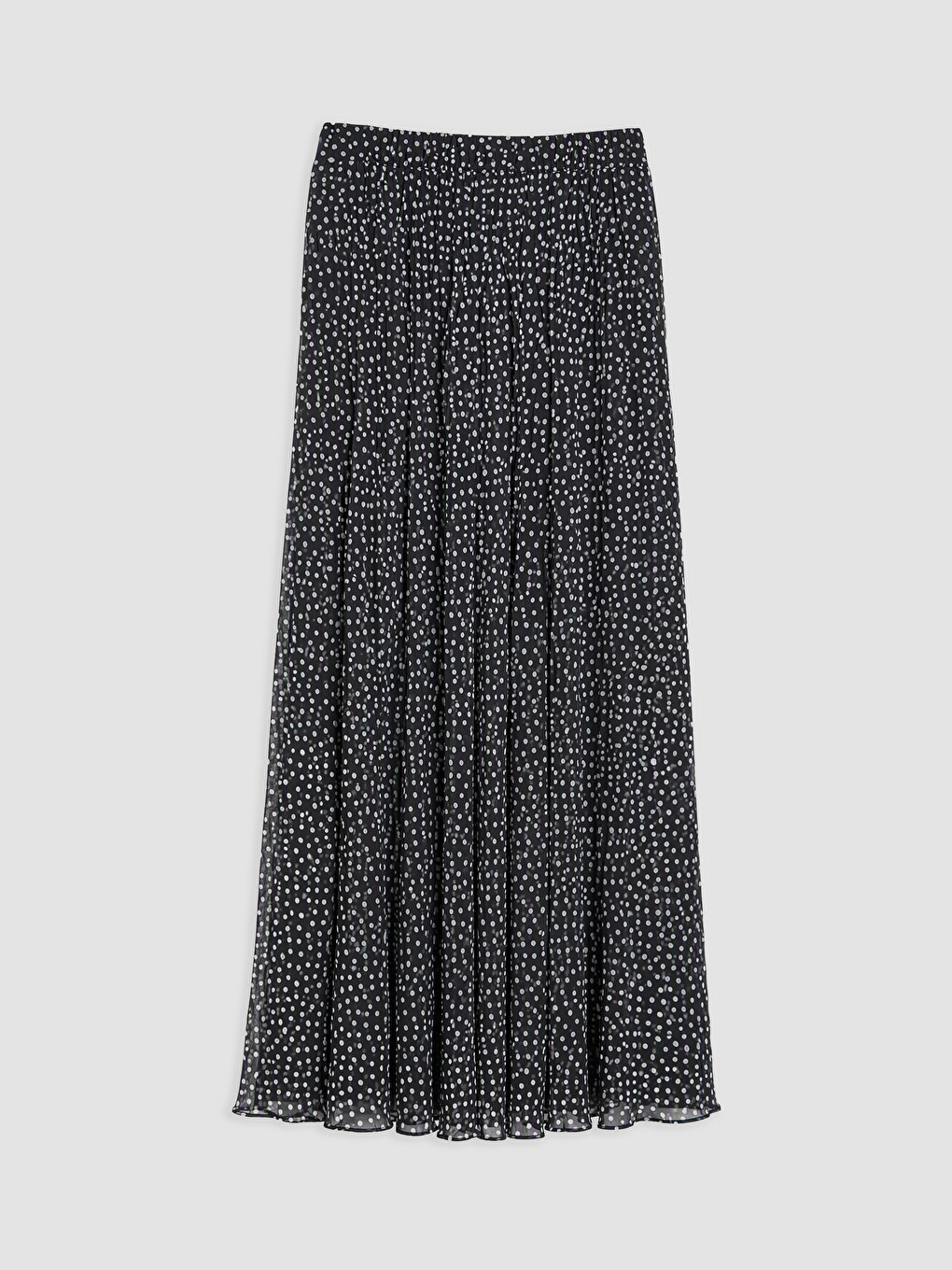 Elastic Waist Polka Dot Chiffon Pleated Skirt-4