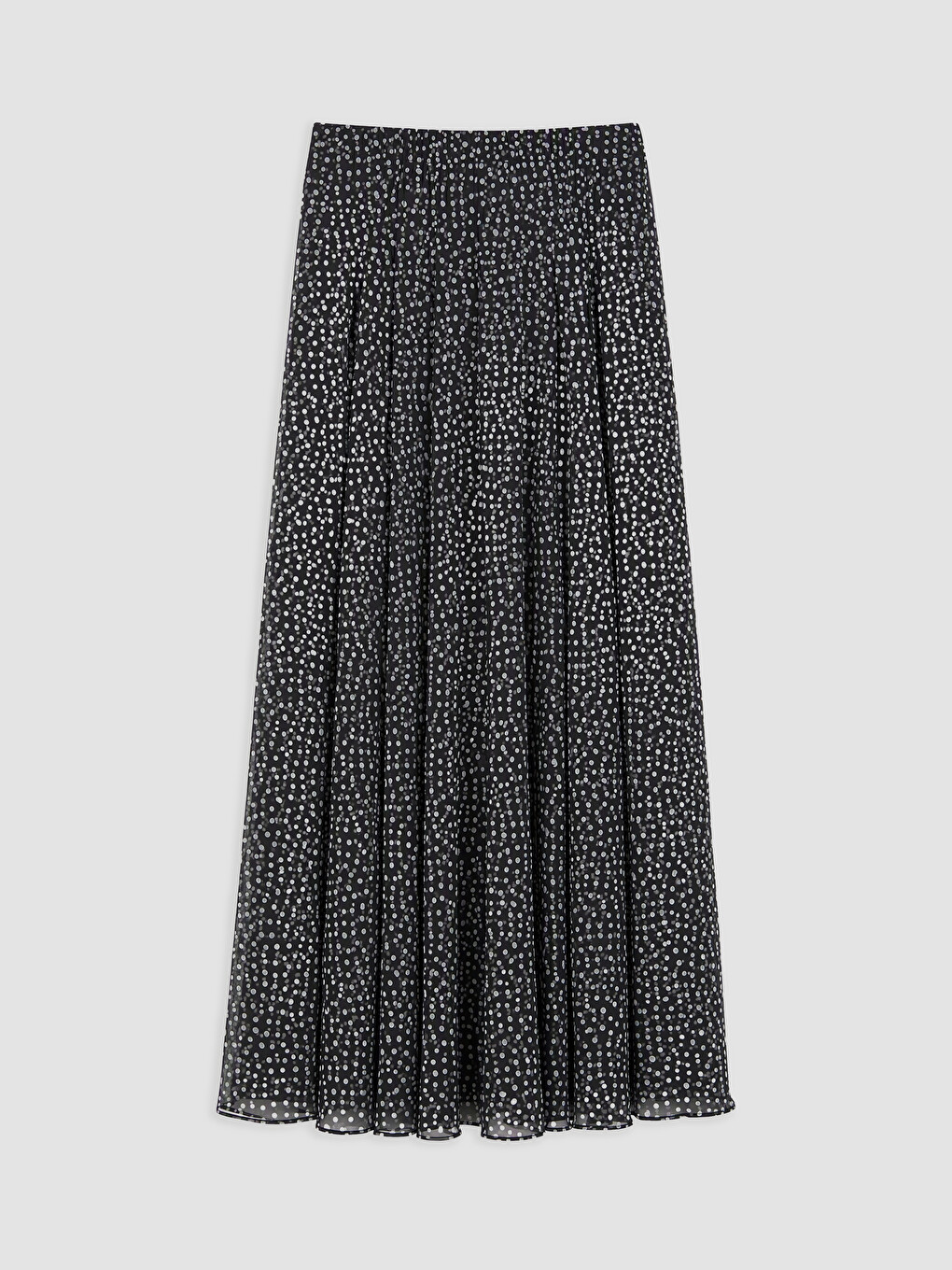 Elastic Waist Polka Dot Chiffon Pleated Skirt-5