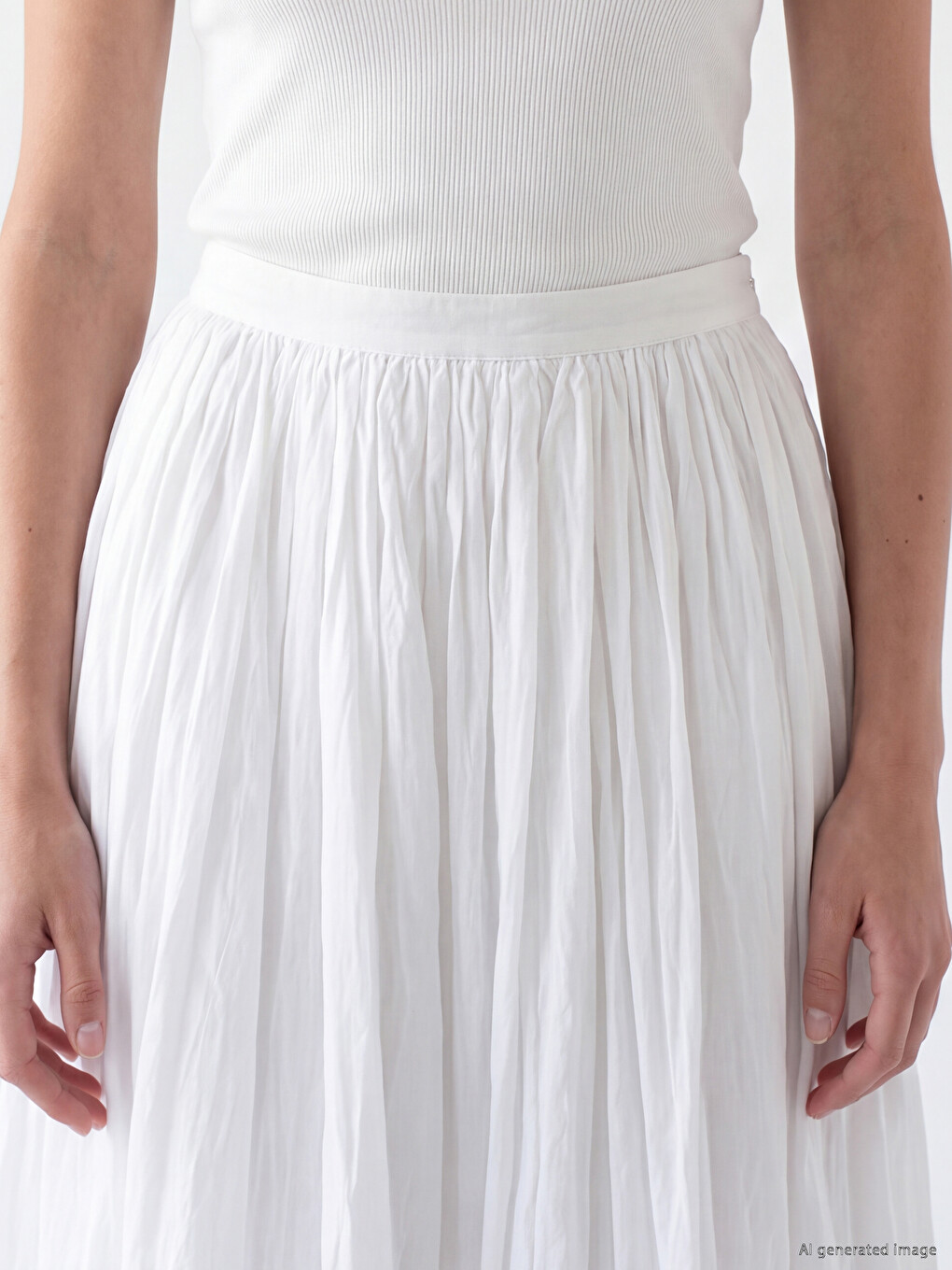 Waist Zippered Pleated Skirt-2