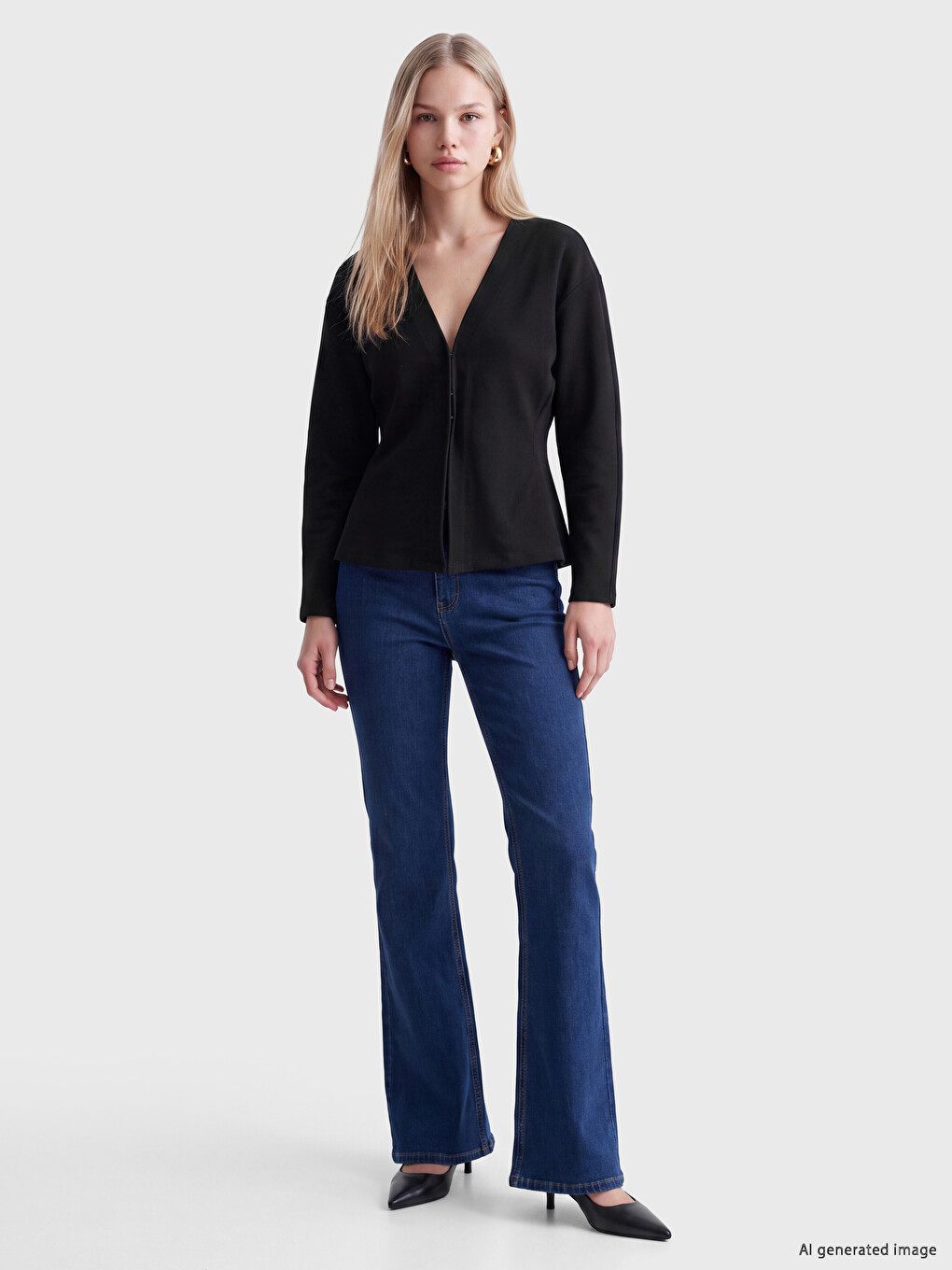 V Neck Women's Cardigan-1