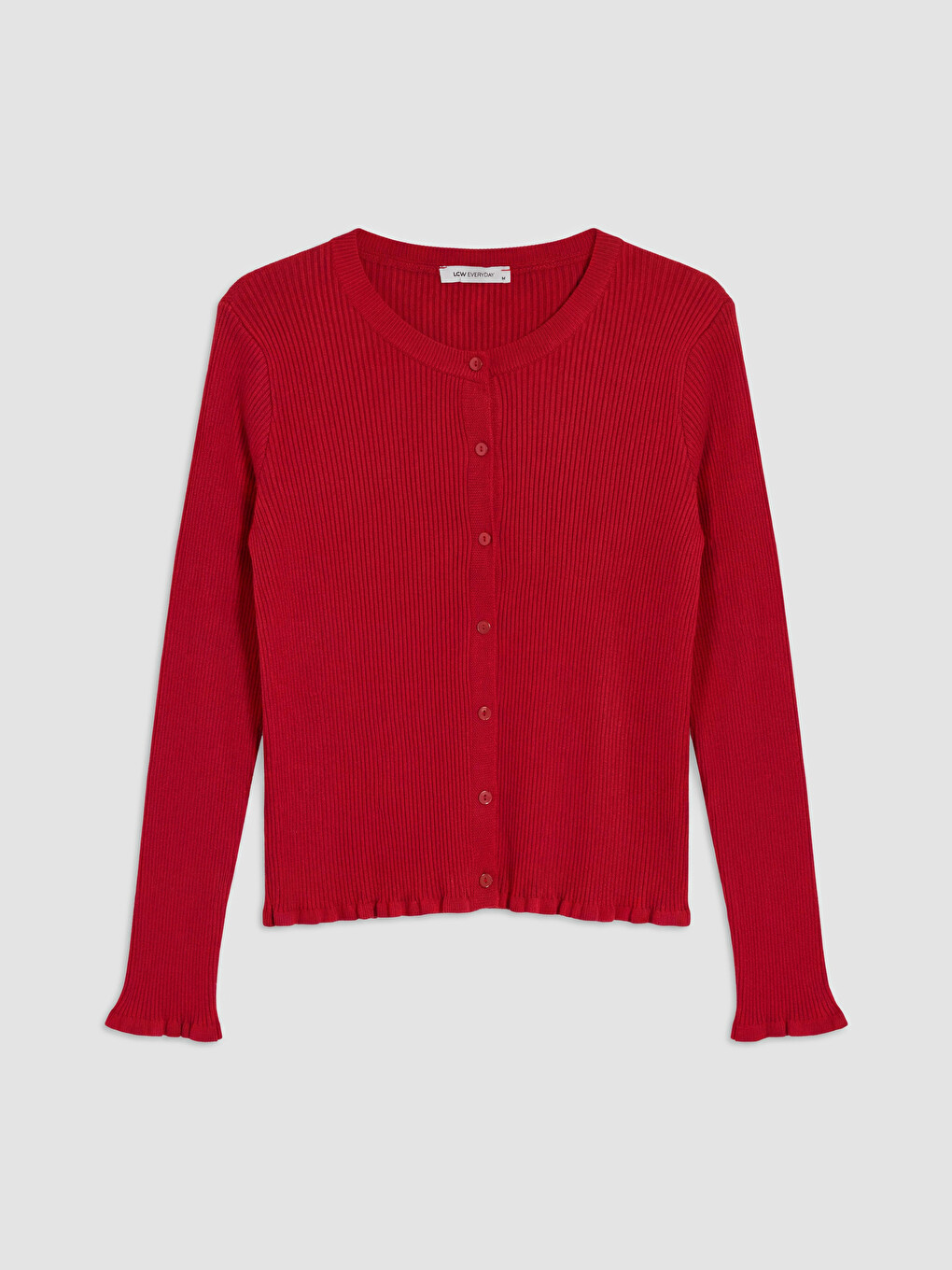Crew Neck Ribbed Women's Knitwear Cardigan
