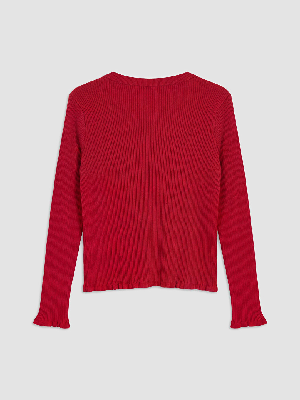 Crew Neck Ribbed Women's Knitwear Cardigan-1
