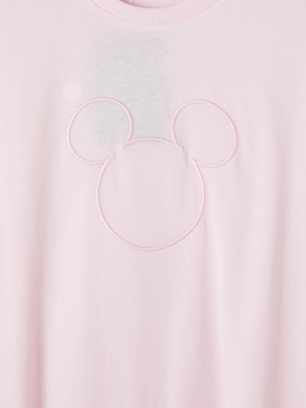 Pembe Mickey Mouse Nakışlı %100 Pamuklu Kadın Tişört-2