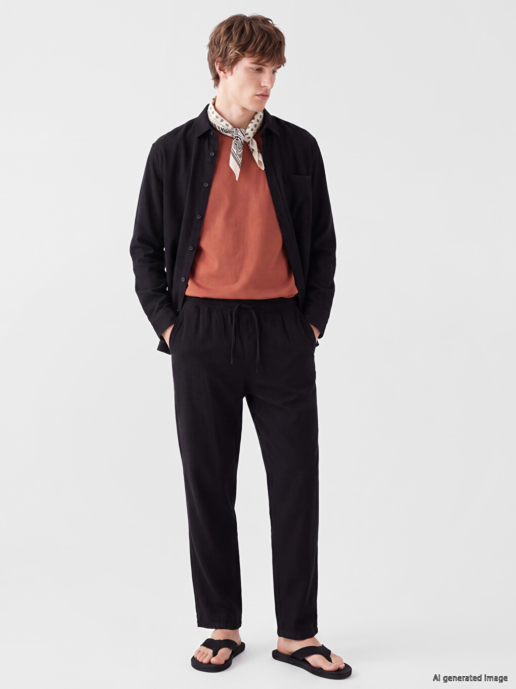 Siyah Regular Fit Erkek Gömlek-1
