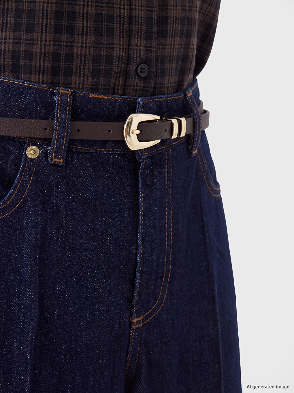 İndigo Kemerli Straight Fit Kadın Jean Pantolon-2