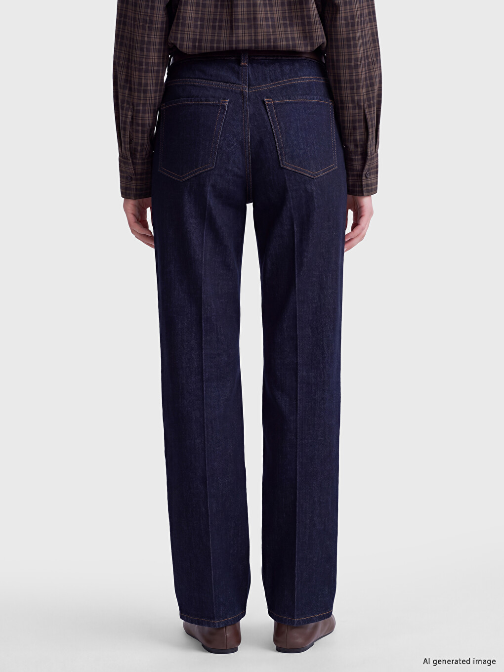 İndigo Kemerli Straight Fit Kadın Jean Pantolon-3