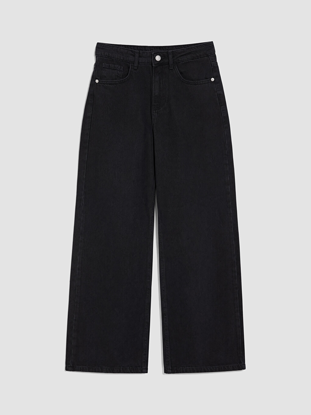 Siyah Straight Fit Kadın Jean Pantolon-4