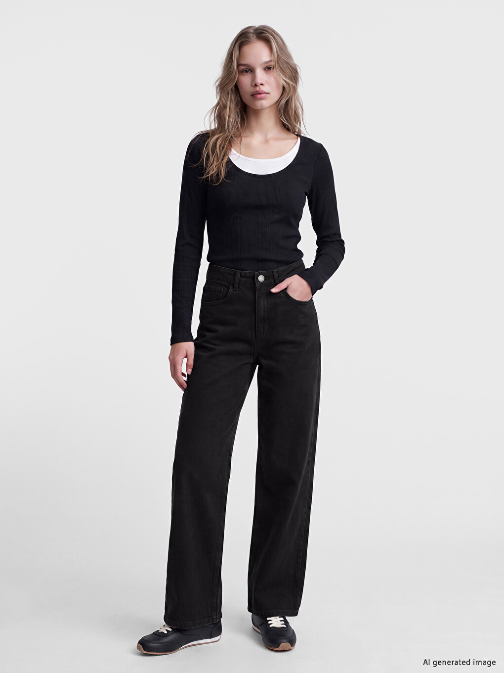 Siyah Straight Fit Kadın Jean Pantolon