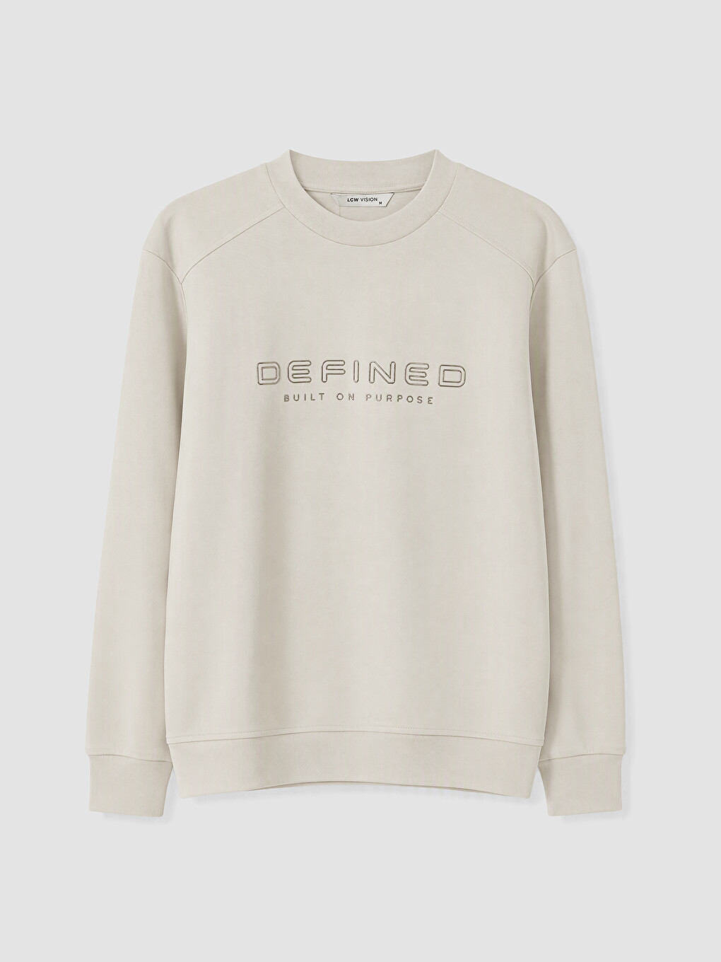 Bej Bisiklet Yaka Baskılı Erkek Sweatshirt