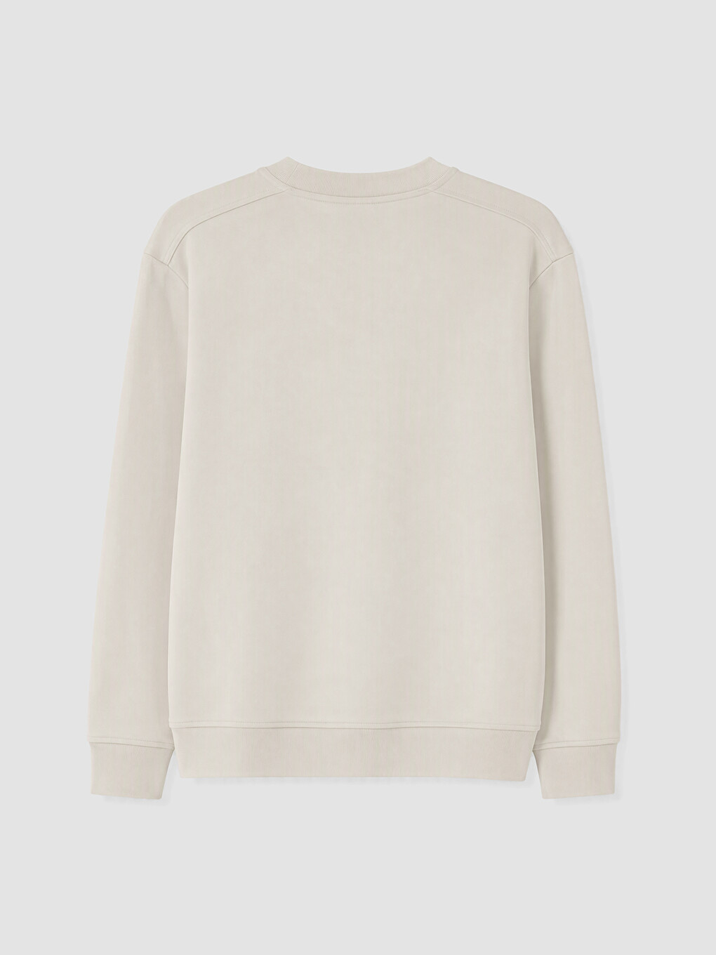 Bej Bisiklet Yaka Baskılı Erkek Sweatshirt-2