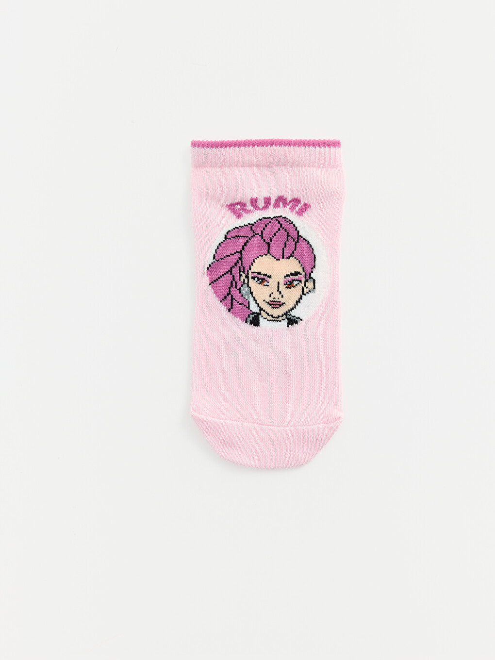Pembe K-pop Demon Hunters Desenli Kız Çocuk Patik Çorap 5'li-1