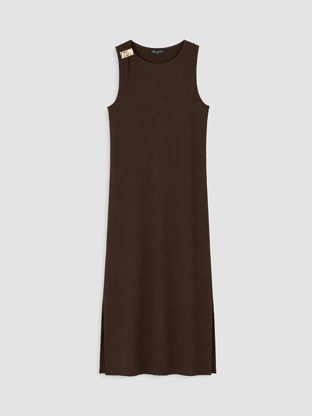 Crew Neck Ruched Textured Dress