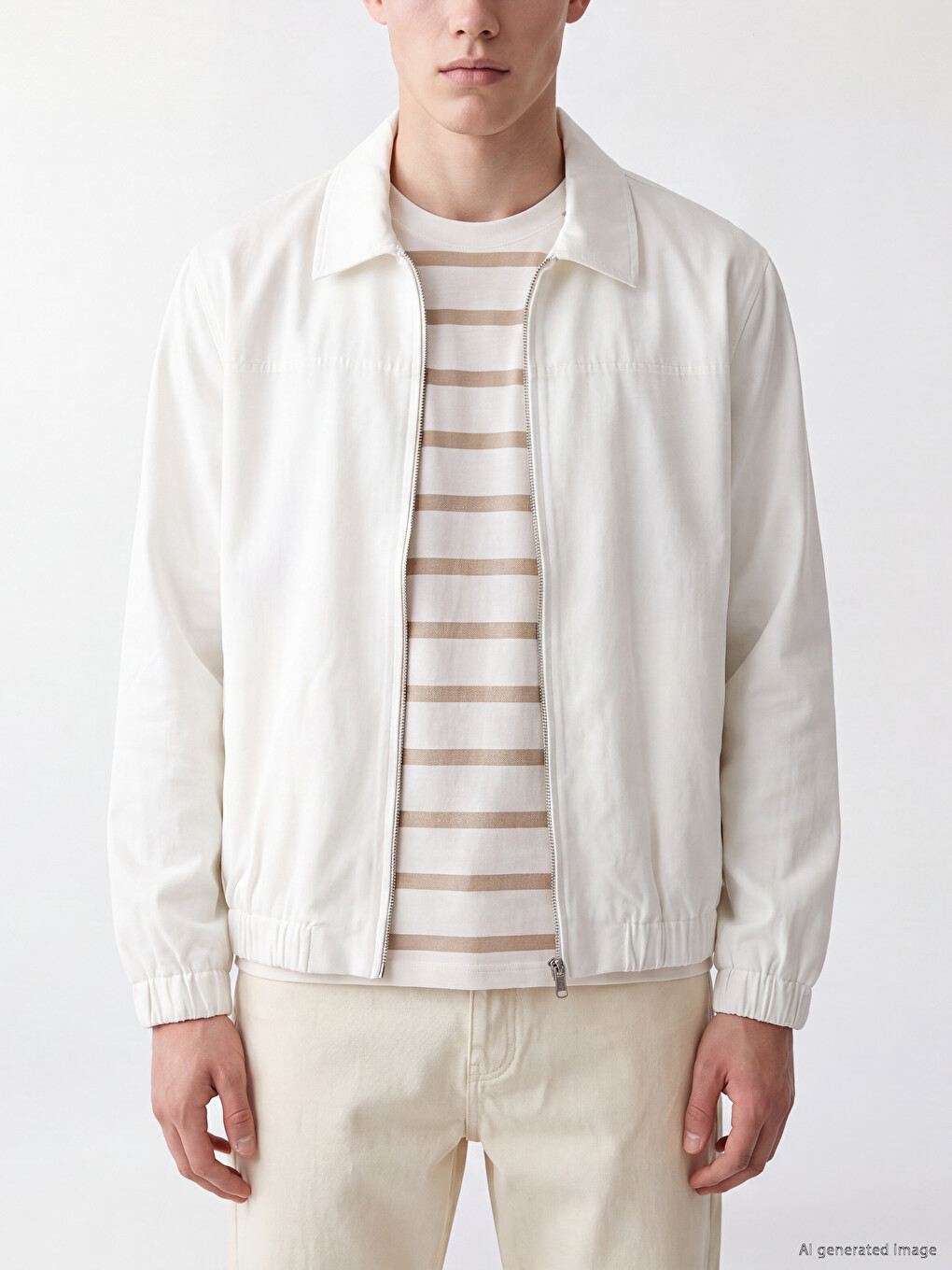 Ekru Relax Fit Gabardin Erkek Ceket-2
