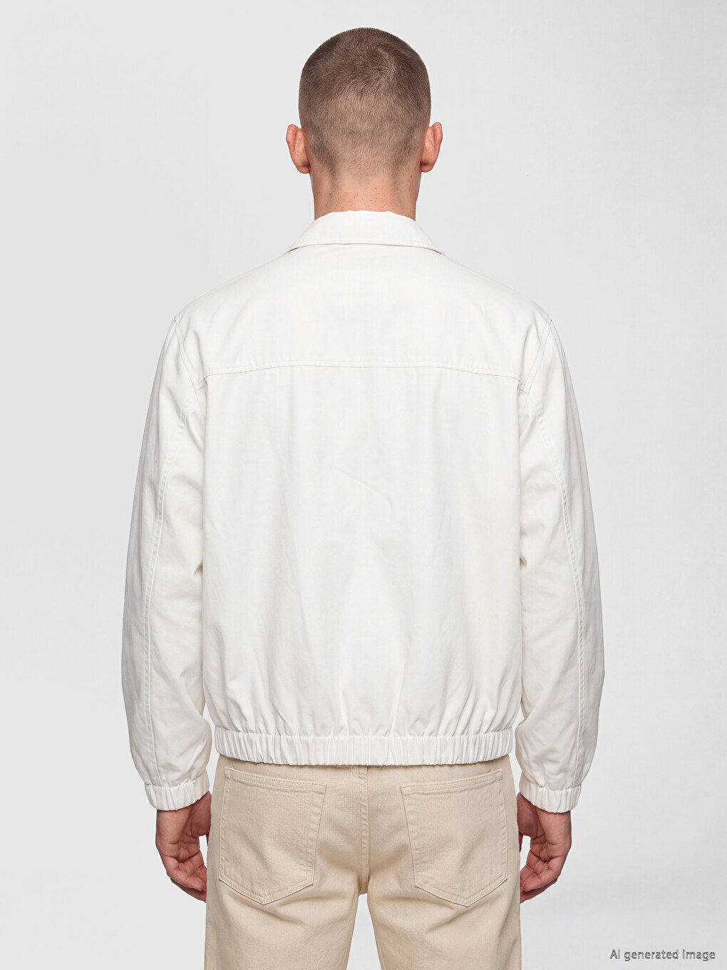 Ekru Relax Fit Gabardin Erkek Ceket-3