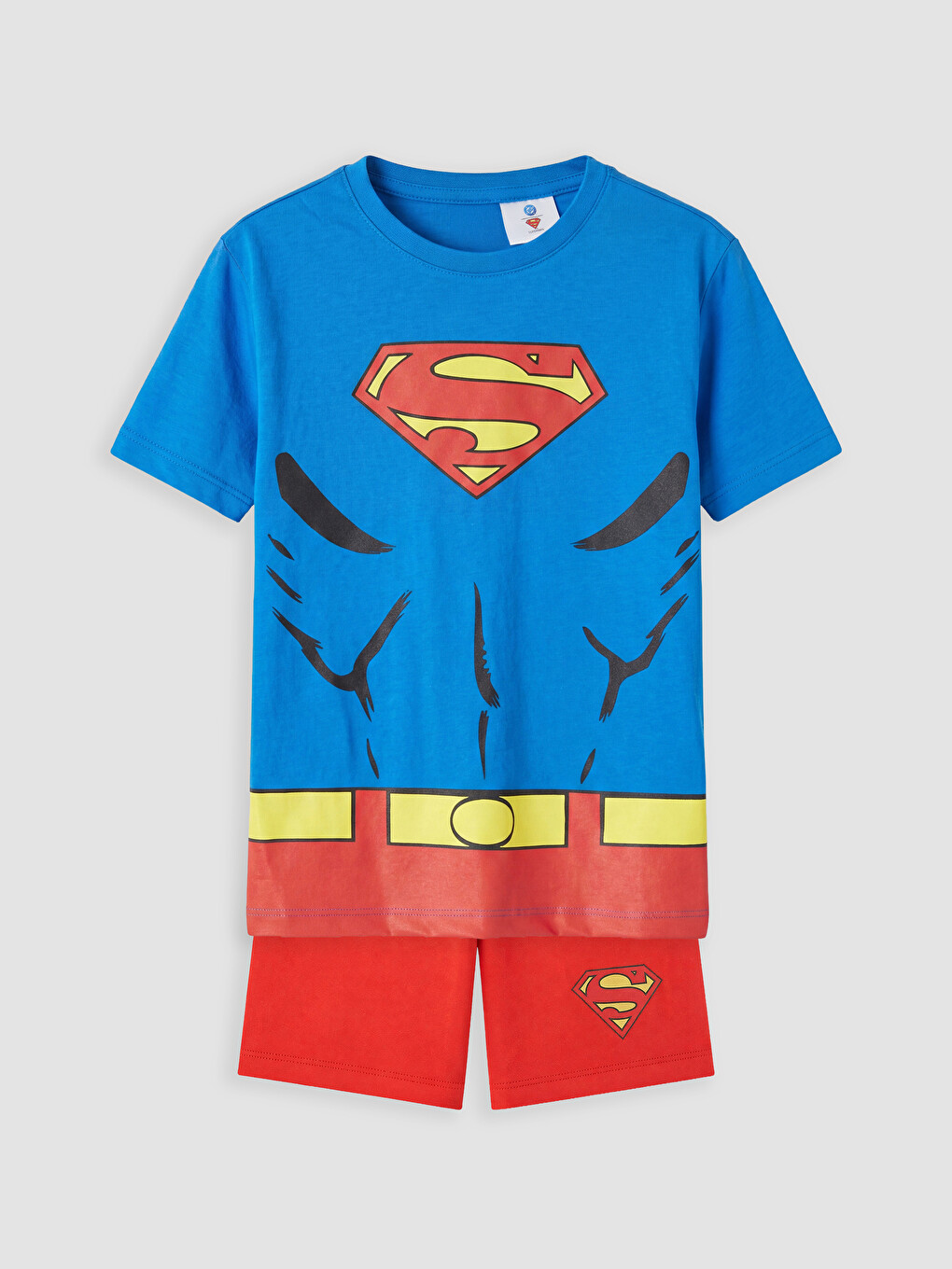 Mavi Superman Baskılı Erkek Çocuk Şortlu Pijama Takımı